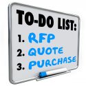 Request for Proposal RFP Quote Purchase To Do List Dry Erase Boa RFP, quote and purchase words written on a dry erase board to do list to remind you to answer a request for proposal and provide costs or prices to new customers or prospects